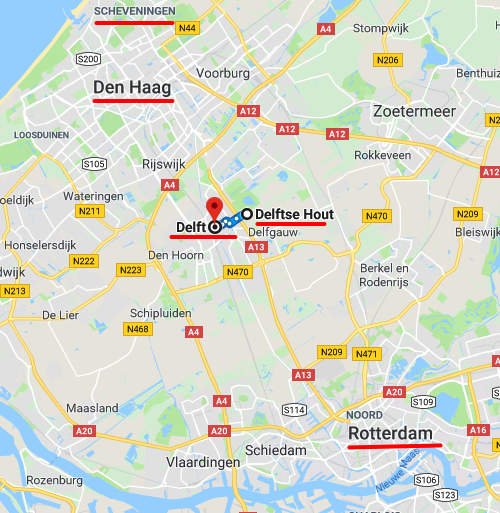 Delft plattegrond Delftse Hout
